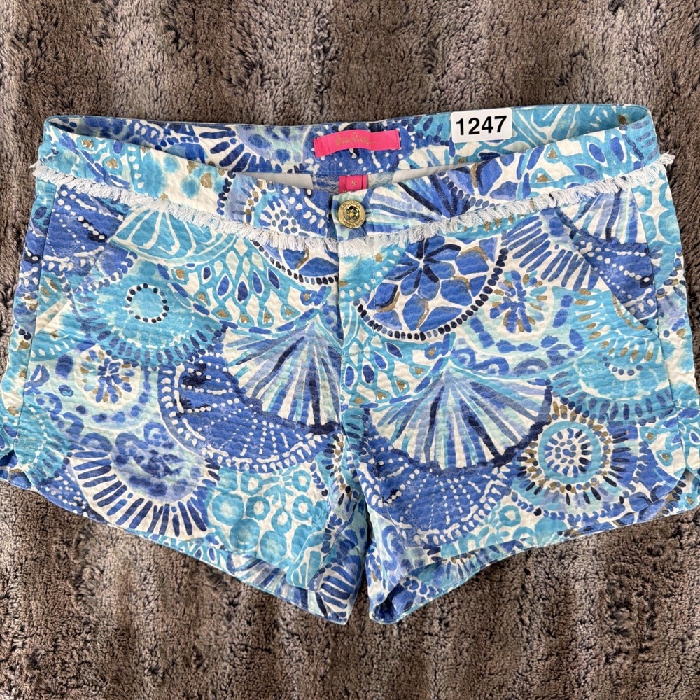 Lilly Pulitzer Adie Shorts Half Shell Turquoise Blue Low Rise Cotton Women's  6